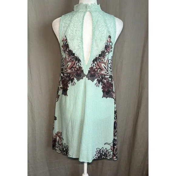 Intimately Free People Marsha Lace Slip Dress Turquoise Blue Floral Flowing XS - Picture 2 of 16